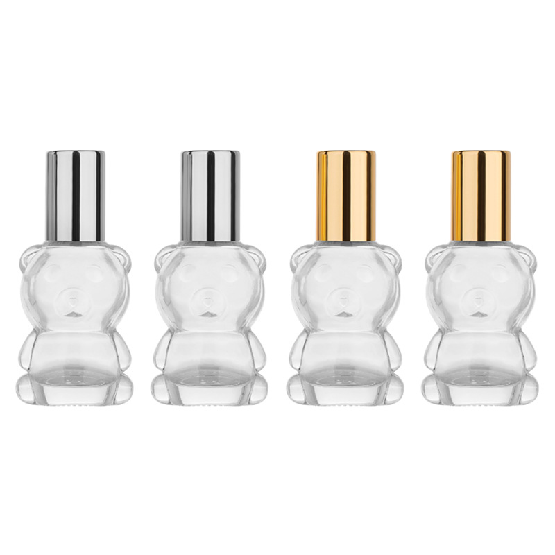 On Perfume & Fragrance Kota Bogor - エッセンシャルオイルガラスボトル空のクリアクマ型スチールローラーボールバイアル詰め替え化粧包装 8 ミリリットル香水ロールオンボトル