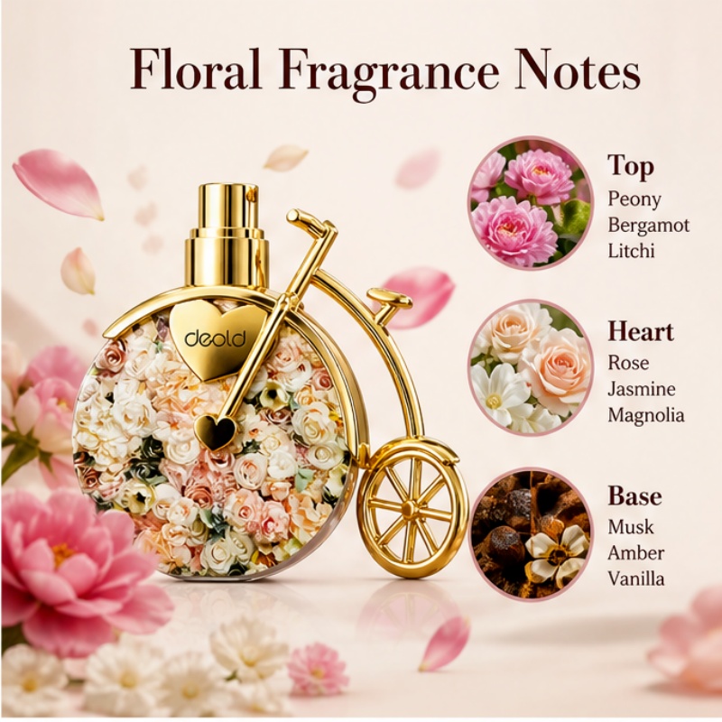 花柄自転車デザインのレディース香水 - 高級感のある長持ちす - Perfume High Fragrance のレビューと価格